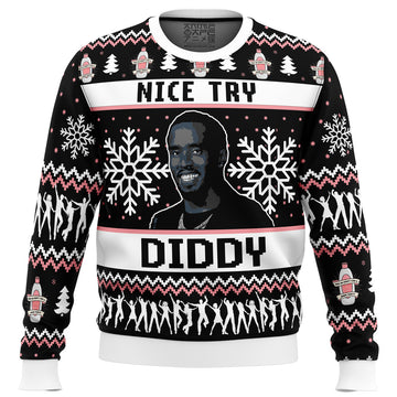 Nice Try Diddy Meme Ugly Christmas Sweater