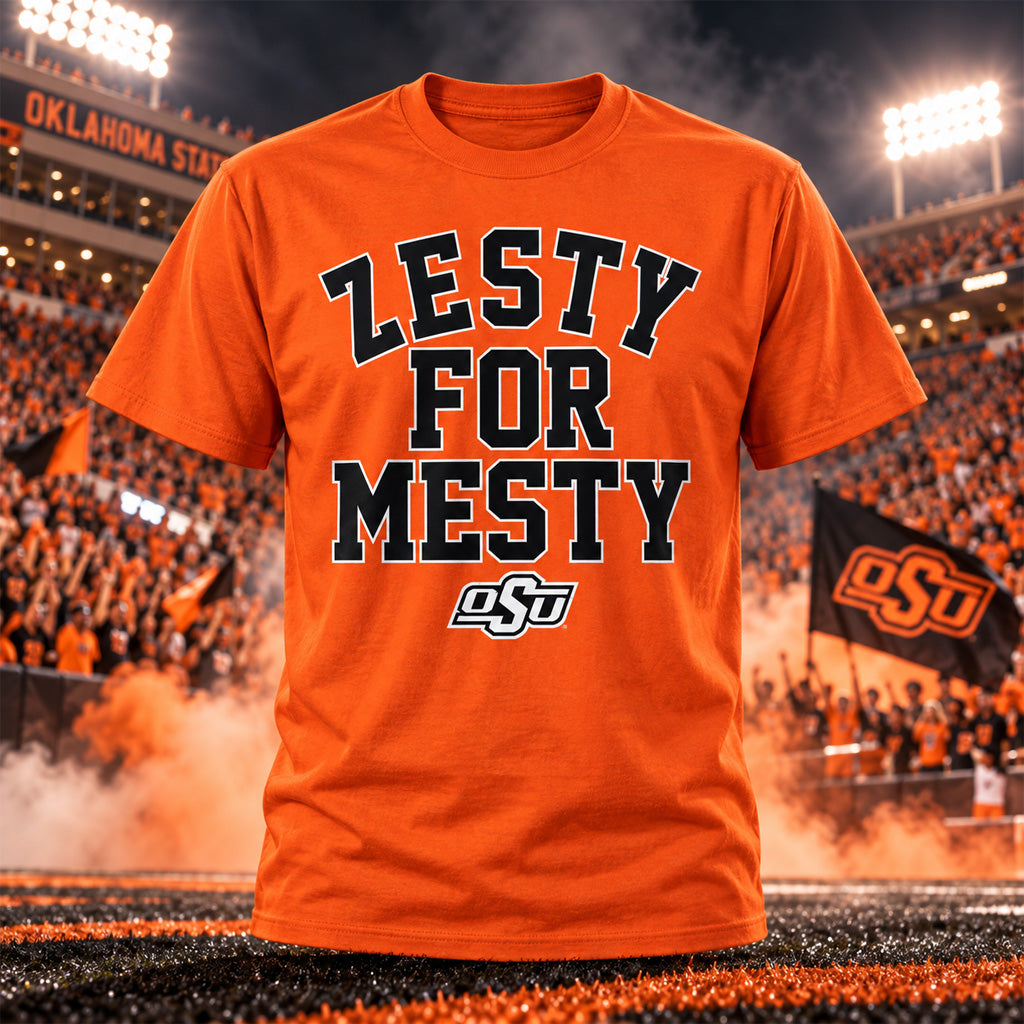 Oklahoma State Football Drew Mestemaker Zesty For Mesty Graphic Shirt for College Football Fans