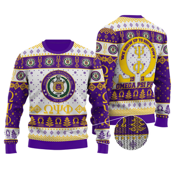 Omega Psi Phi Ugly Christmas Sweater, All Over Print Sweatshirt