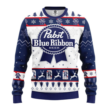 Pabst Blue Ribbon Beer Ugly Christmas Sweater 3012