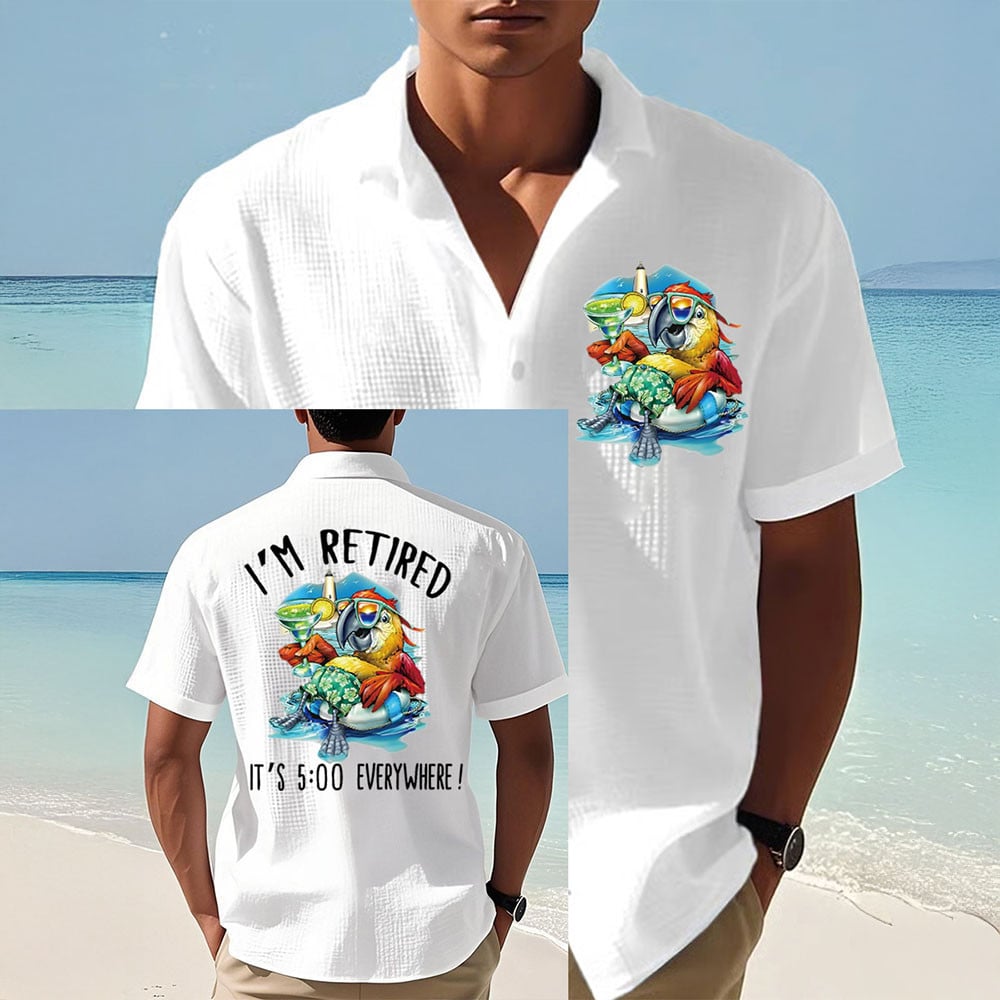Parrot I'M Retired It'S 5 O'Clock Everywhere Hawaiian Shirt Jimmy Buffett Dress Gift