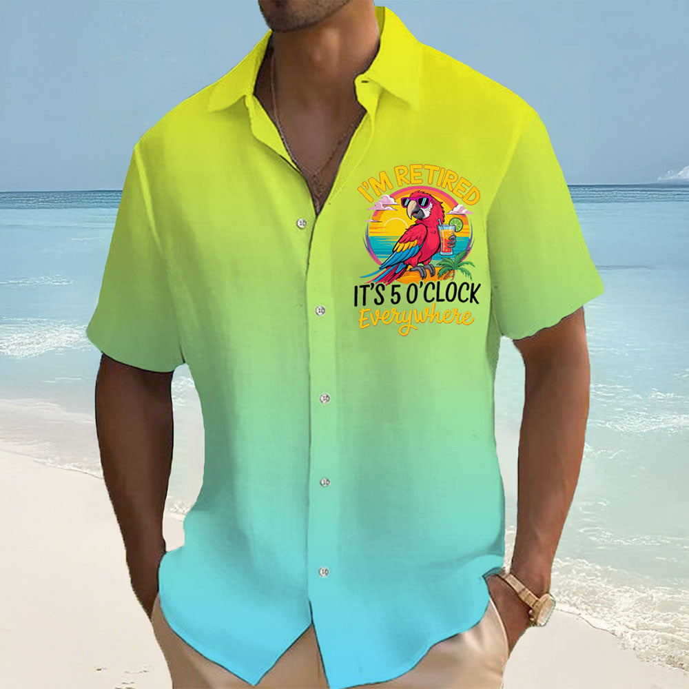 Parrot I'm Retired It'S 5 O'Clock Everywhere Hawaiian Shirt Jimmy Buffett Clothing Gifts