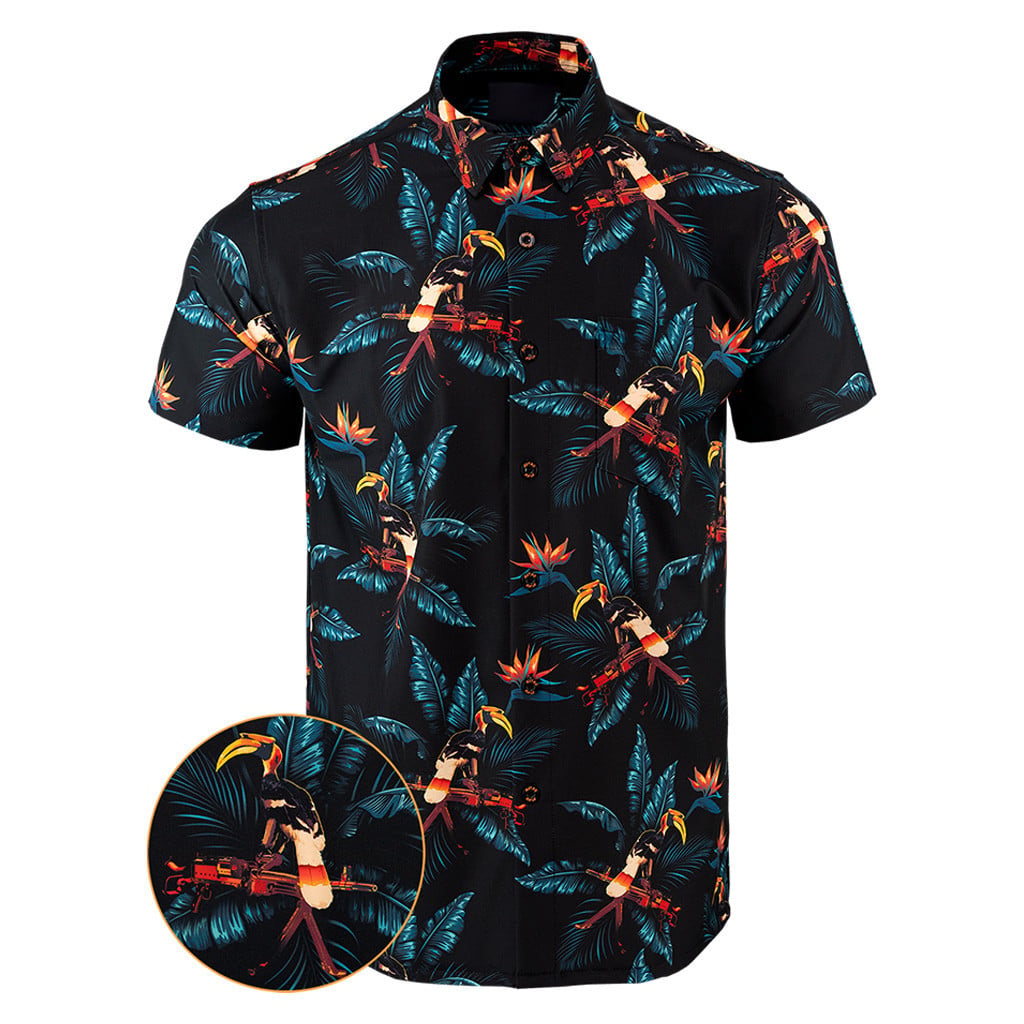 Perched Black Button Down Shirt Outdoor Hawaiian Tactical Shirt Gifts For Father In Law -WearandDecor