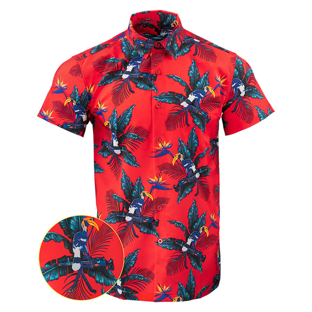 Perched Button Down Shirt Outdoor Hawaiian Tactical Shirt Xmas Presents For Him -WearandDecor