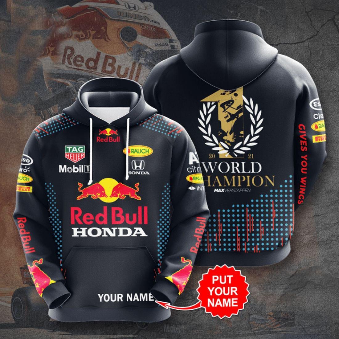 Personalized F1 World Champion Red Bull Honda All Over Print 3d Hoodie