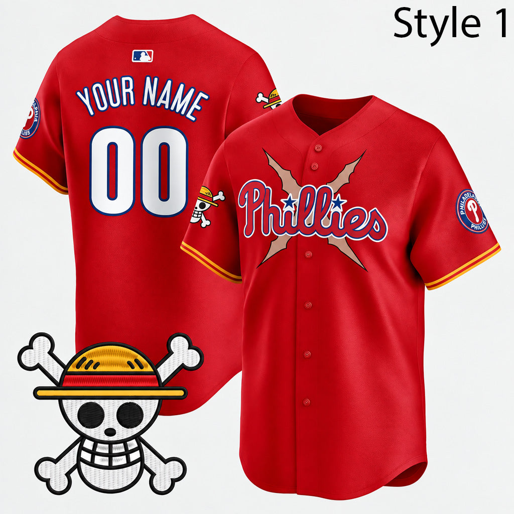 Custom Name And Number Philadelphia Phillies x One Piece 2026 Baseball Jersey