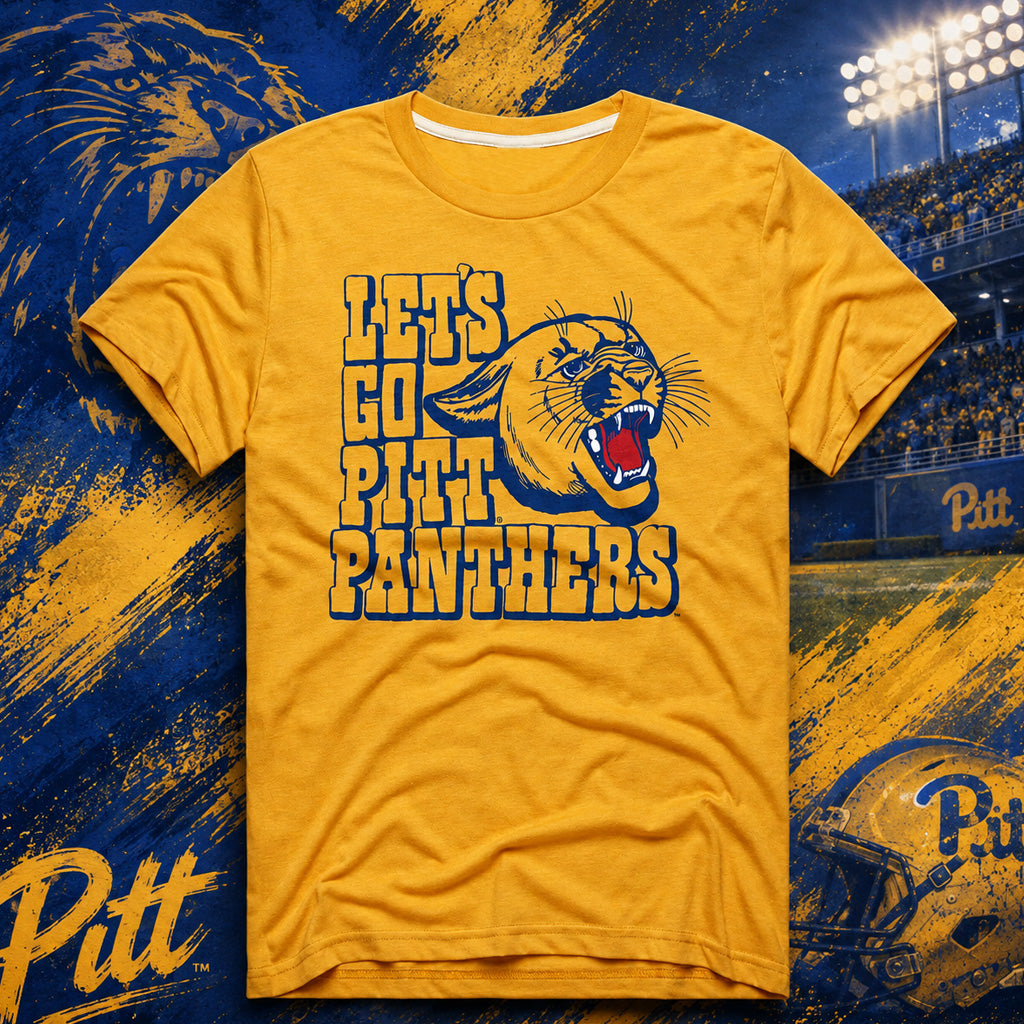Pittsburgh Panthers Football Let's Go Pitt Panthers Graphic Shirt for College Football Fans