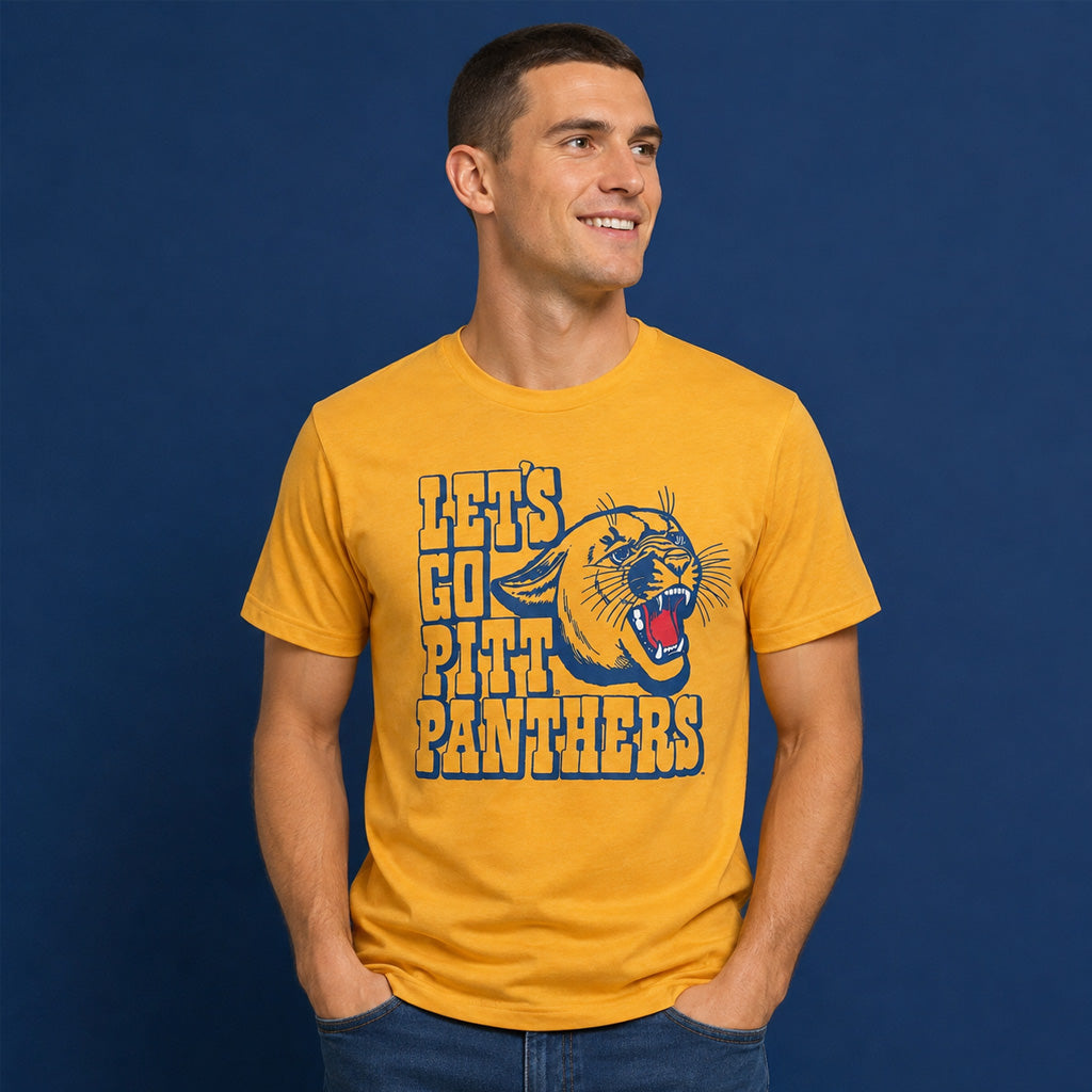 Pittsburgh Panthers Football Let's Go Pitt Panthers Graphic Shirt for College Football Fans