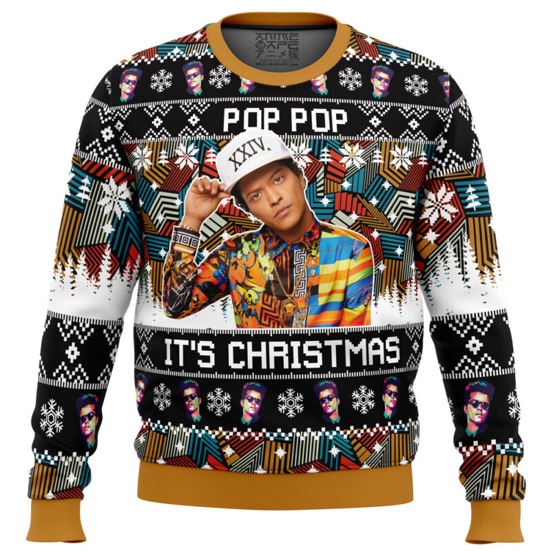 Pop Pop It's Christmas Bruno Mars Ugly Christmas Sweater