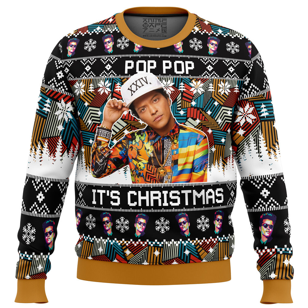 Pop Pop It's Christmas Bruno Mars Ugly Christmas Sweater