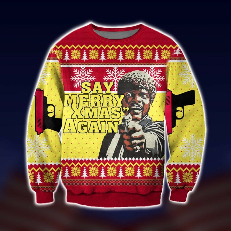 Pulp Fiction Say Merry Xmas Again Ugly Christmas Sweater