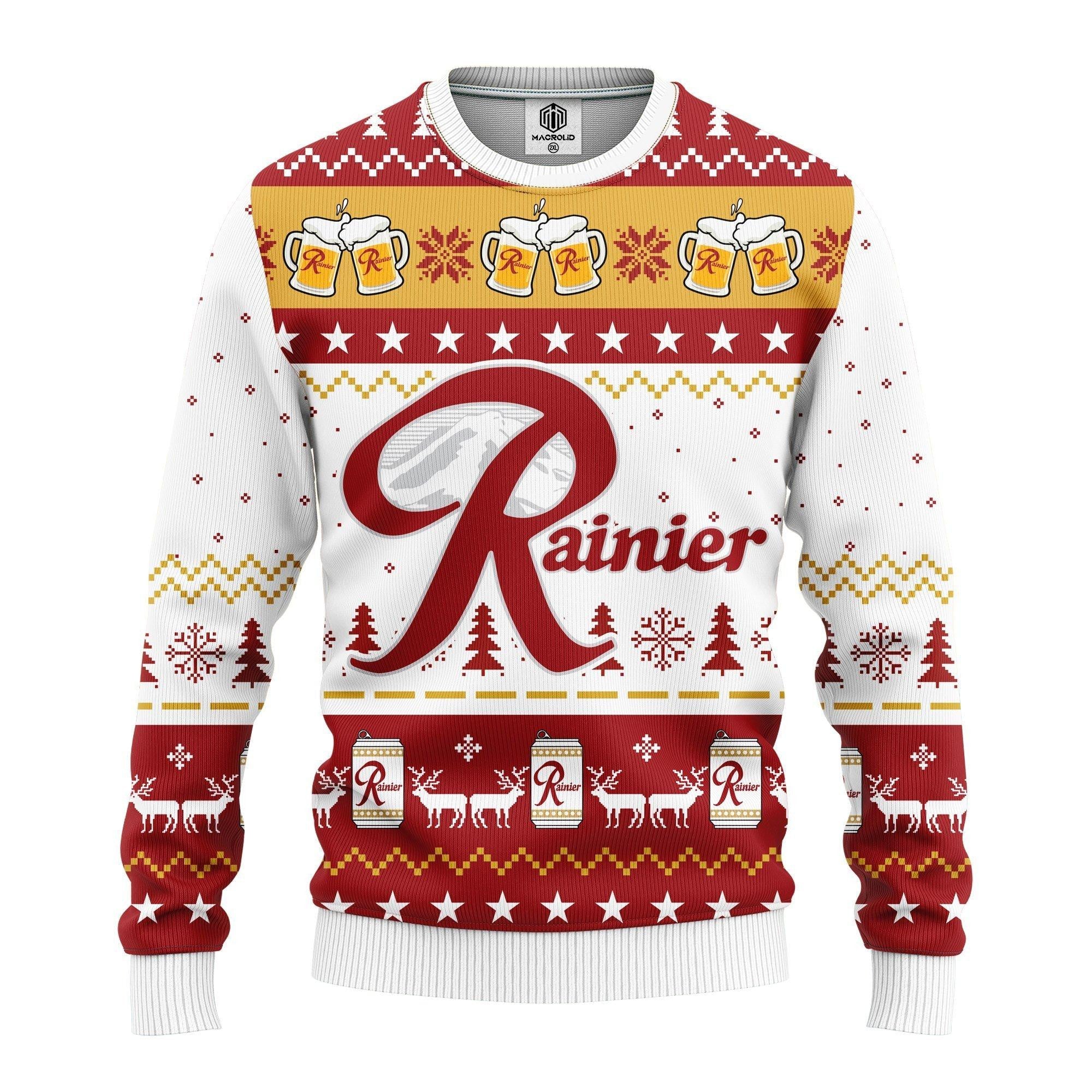 Rainier Beer Merry Xmas Gifts Ugly Christmas Sweater
