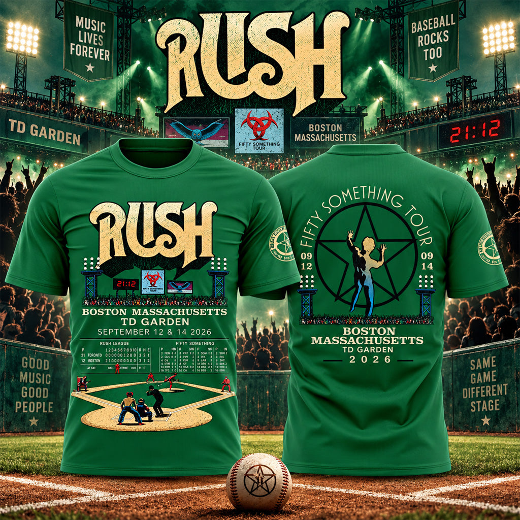 Rush 2026 Fifty Something Tour TD Garden Boston Massachusetts Graphic T-Shirt for Rush Fans