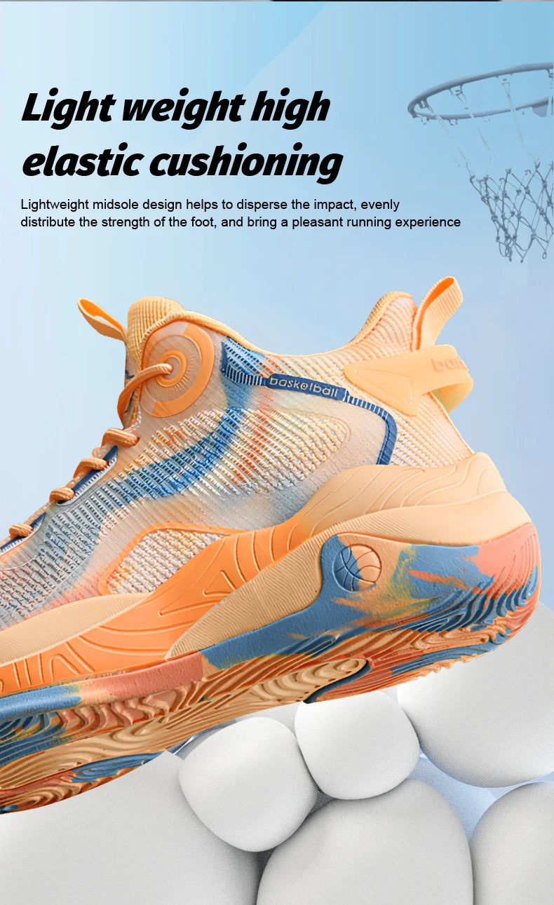 Men’s Mid Basketball Shoes – Non-Slip, Cushioned Outdoor Workout Sneakers
