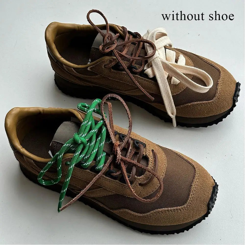 Individual Shoes Laces 4 Pcs Vintage Miu Round Flat Leather Combination DIY Sports Shoelaces Vintage DE Training Shoelaces