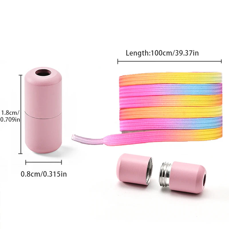 No Tie Shoe Laces Colorful Buckle Shoelaces Pearl Light Colorful Fashion Without Ties Elastic Laces Sneaker Kids Adult Widened