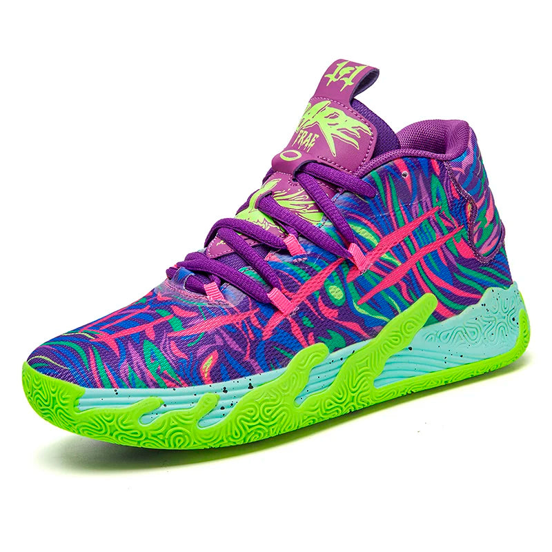 High-Top Basketball Sneakers – Breathable Cushioned Sports Shoes