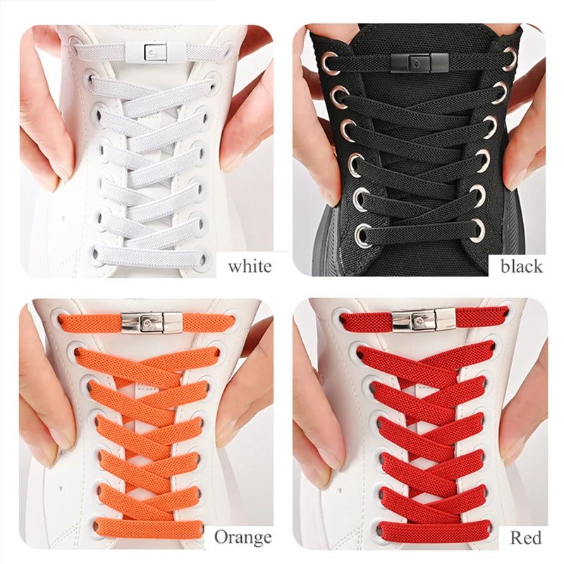 8mm No Tie Shoe Laces Press Lock Shoelaces Without Ties Elastic Laces Sneaker Adult Widened Flat Shoelace for Shoes