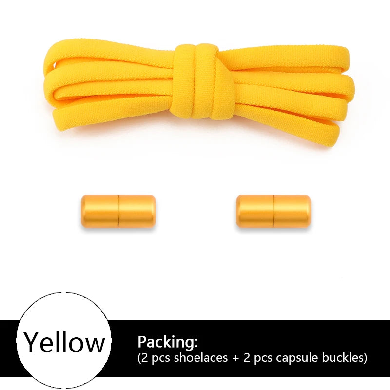 Elastic laces Sneakers Colorful Options No tie Shoelace for Sports Round Shoelaces without ties Adult Shoes Accessories