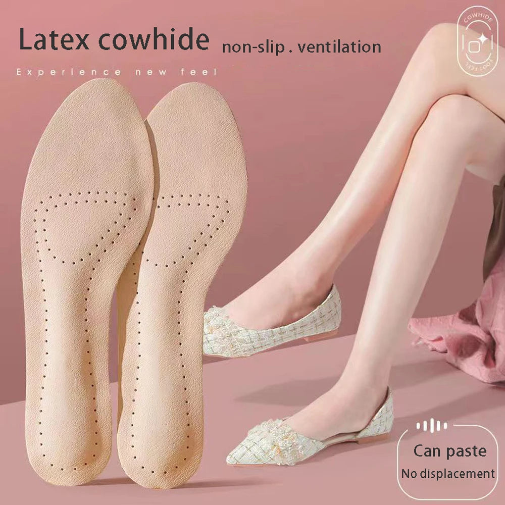 Leather Self-adhesive Insoles for Women High-heels Sandals Anti Slip Breathable and Sweat-absorbent Shoe Pad Adhesive Stickers