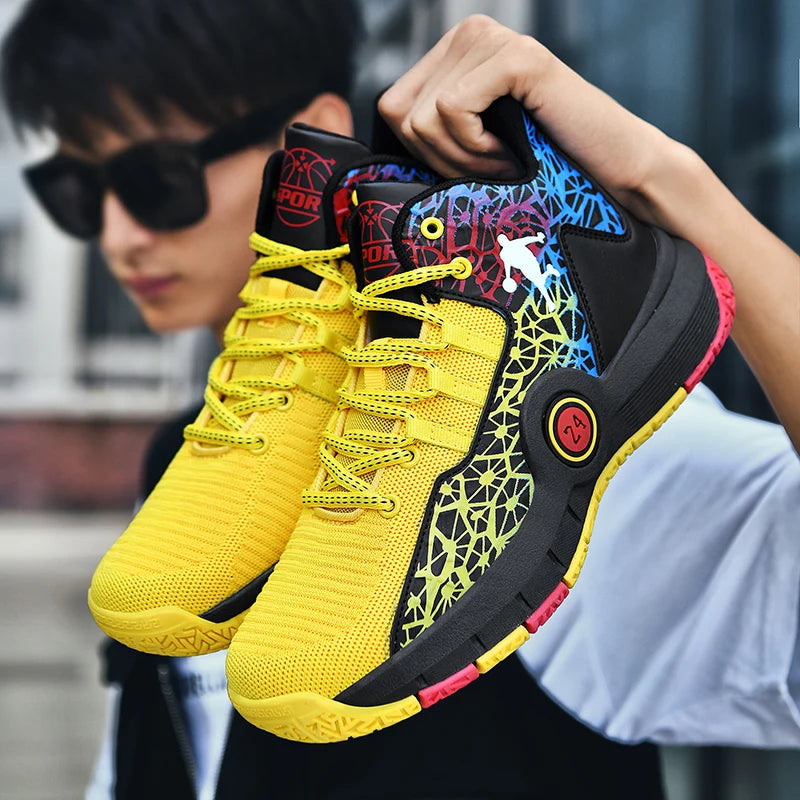 Basketball Shoes Men Field Training Non-slip High-top Luxyry Design Mesh Breathable Sneakers Pro Basketball Boots