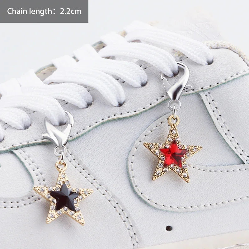 1PCS DIY Heart Star Pearl Shoe Chain Punk Original Detachable Studded Pentagram Shoe Accessories Jewelry Penda