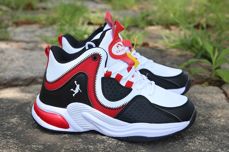 Men’s High-Top Basketball Shoes – Leather, Non-Slip, Cushioned Outdoor Sneakers
