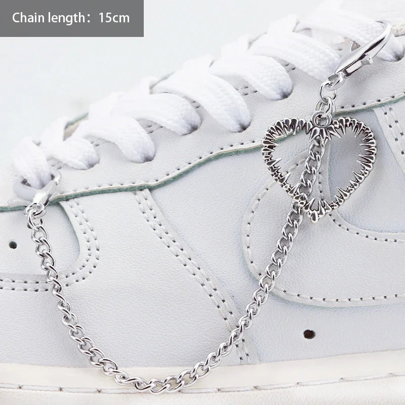 1PCS DIY Heart Star Pearl Shoe Chain Punk Original Detachable Studded Pentagram Shoe Accessories Jewelry Penda