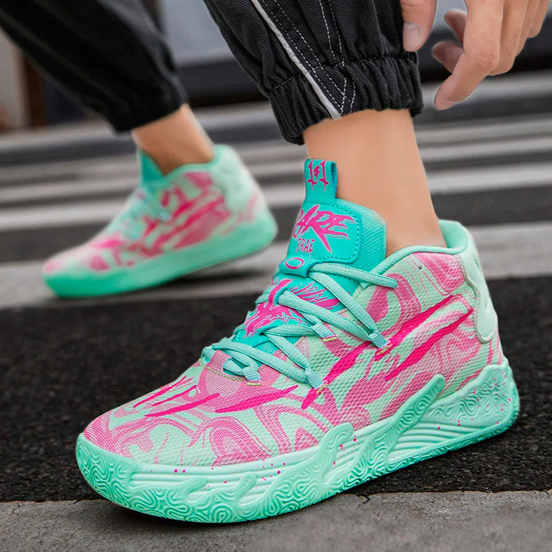 High-Top Basketball Sneakers – Breathable Cushioned Sports Shoes