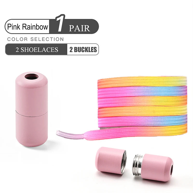 No Tie Shoe Laces Colorful Buckle Shoelaces Pearl Light Colorful Fashion Without Ties Elastic Laces Sneaker Kids Adult Widened