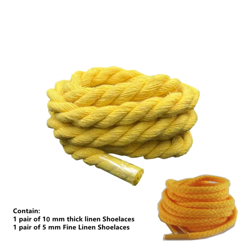 2 pair/set Vintage DIY Linen Cotton Weaving Style Bold Shoelaces Low-top Canvas Green Shoes laces Women Men Shoelaces Dropship