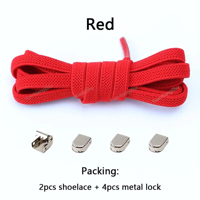 No tie Shoe laces Elastic laces Sneakers Flat Shoelaces without ties Quick Shoelace for Shoes  Adult One Size fits All Shoes