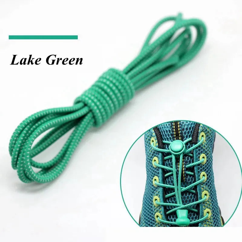1 Pair 22 Colors Elastic Shoelaces Round Locking No Tie Shoe Laces  Adult Quick Lazy Laces Rubber Sneakers Shoelace T1