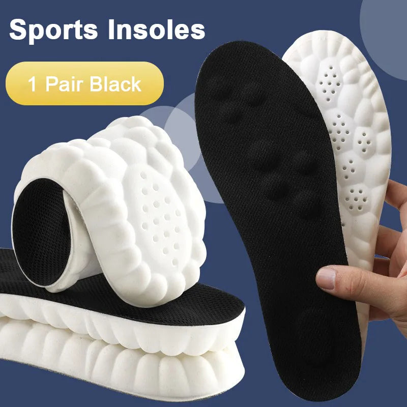 4D Latex Sports Shoes Insoles Super Soft High Elasticity Shoe Pads Anti-pain Deodorant Cushion Arch Support Foot Insole 1 Pair
