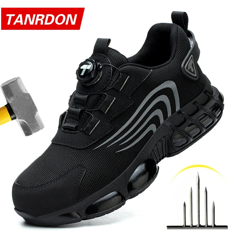 Rotary Button New Safety Shoes For Men, Anti-Impact And Anti-Piercing Work Shoes, Fashionable Men's sports Shoes, and Safety