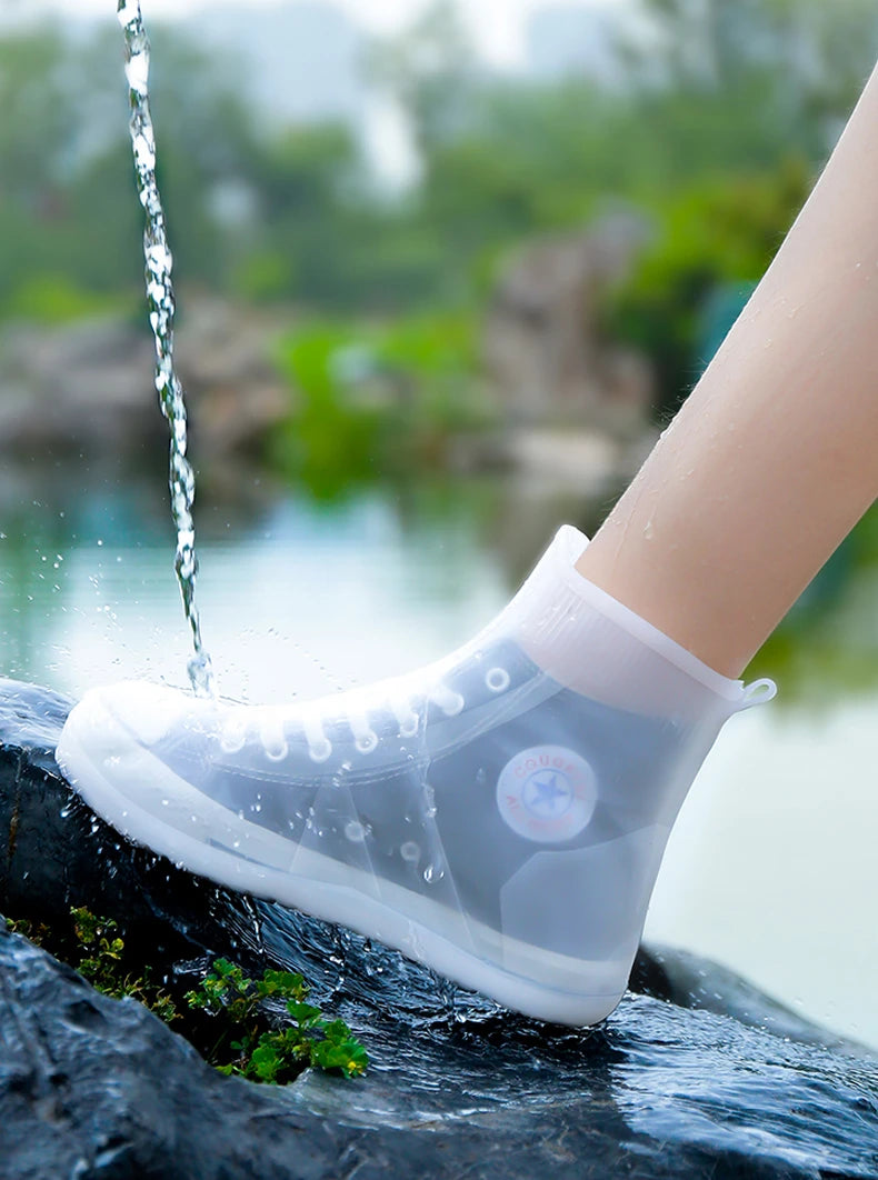 Reusable Rain Boots Waterproof Rain Shoes Covers Non Slip Silicone Overshoes Unisex Rubber Water Resistant Shoe Covers Rainy Day