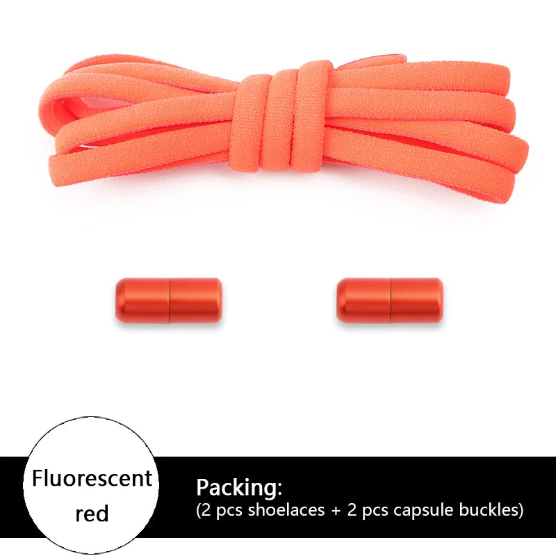 Elastic laces Sneakers Colorful Options No tie Shoelace for Sports Round Shoelaces without ties Adult Shoes Accessories