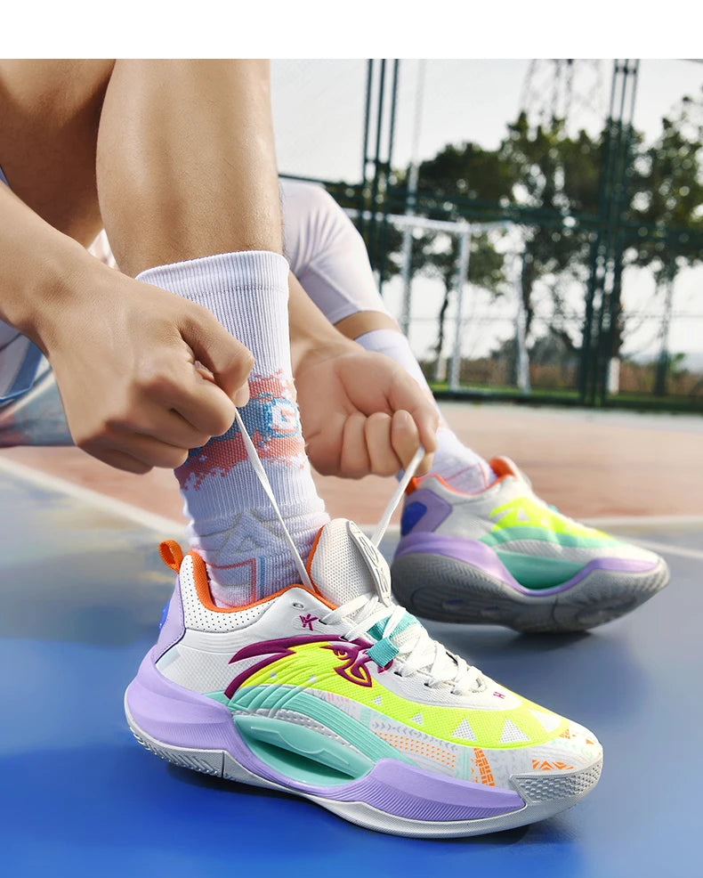 Reflective Basketball Shoes Original Shoes Basketball Sneakers Outdoor Rubber Anti Slip Sports Training Shoes Male