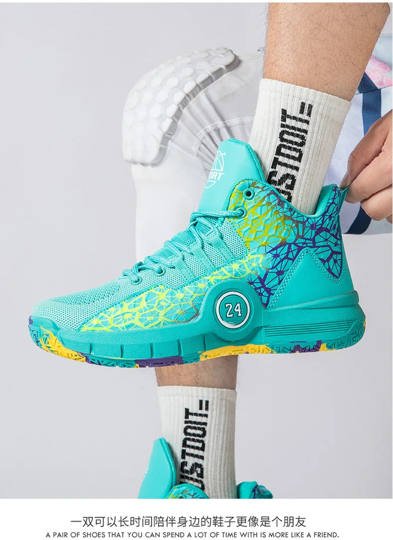 Men Professional Basketball Shoes Kids Men's Cushioning Light Basketball Sneakers Women Mesh Breathable Outdoor Sports Shoes