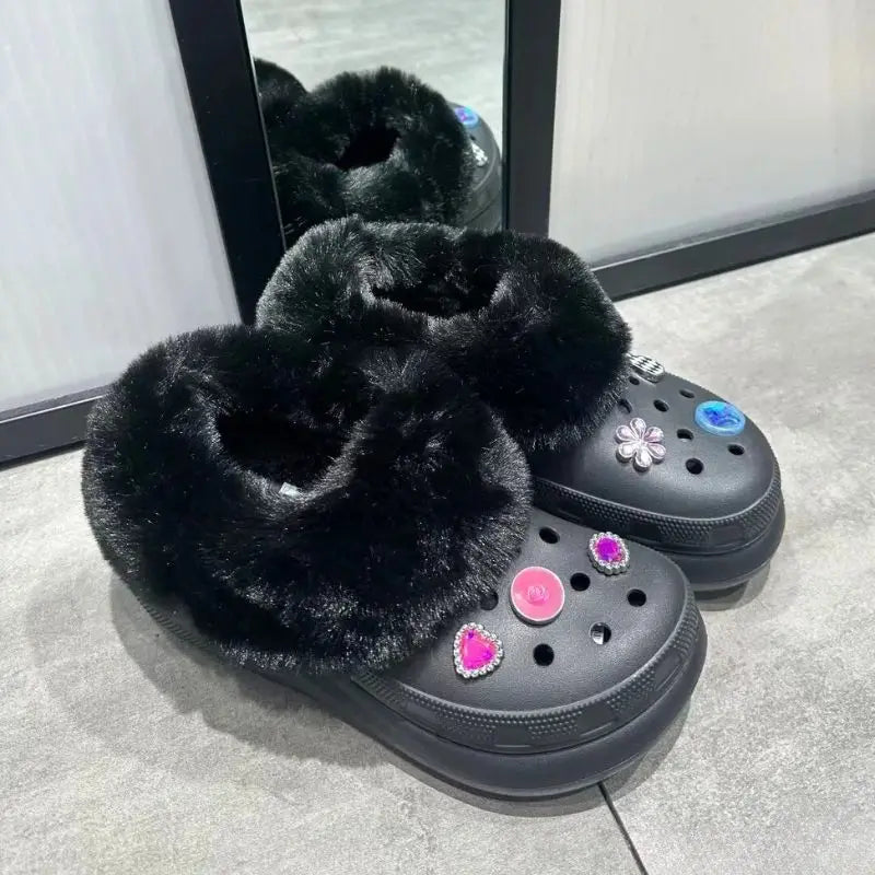 1 Pair Winter Warm Plush Insoles Inserts Removable Plush Liner Shoes Insoles Furry Sleeve For Clogs Slippers Lined Shoes Cover