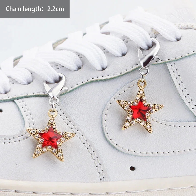 1PCS DIY Heart Star Pearl Shoe Chain Punk Original Detachable Studded Pentagram Shoe Accessories Jewelry Penda