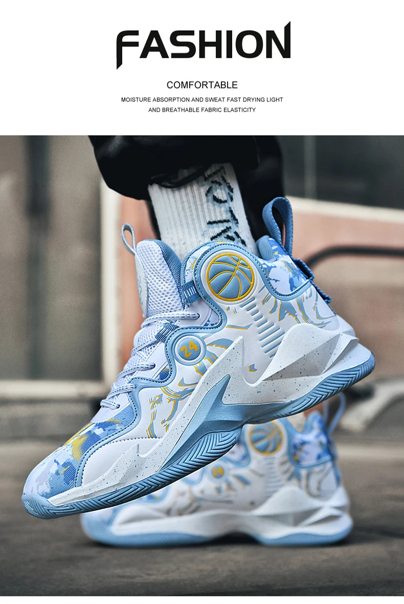 Men’s Basketball Shoes – Non-Slip, Breathable Outdoor Sneakers with Graffiti Design