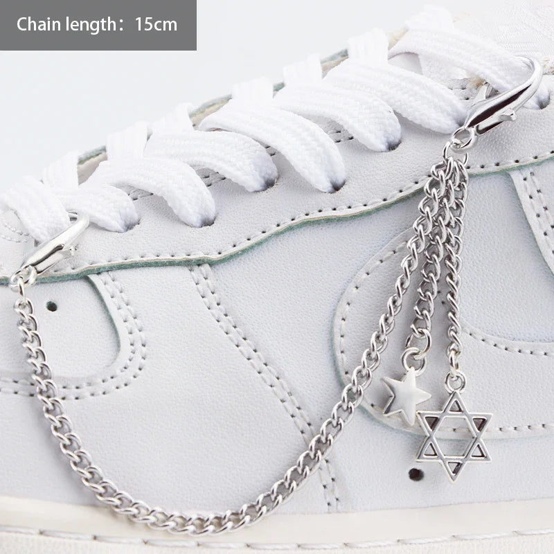 1PCS DIY Heart Star Pearl Shoe Chain Punk Original Detachable Studded Pentagram Shoe Accessories Jewelry Penda