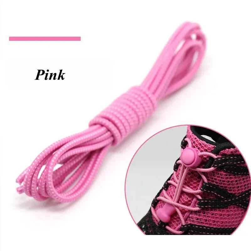 1 Pair 22 Colors Elastic Shoelaces Round Locking No Tie Shoe Laces  Adult Quick Lazy Laces Rubber Sneakers Shoelace T1
