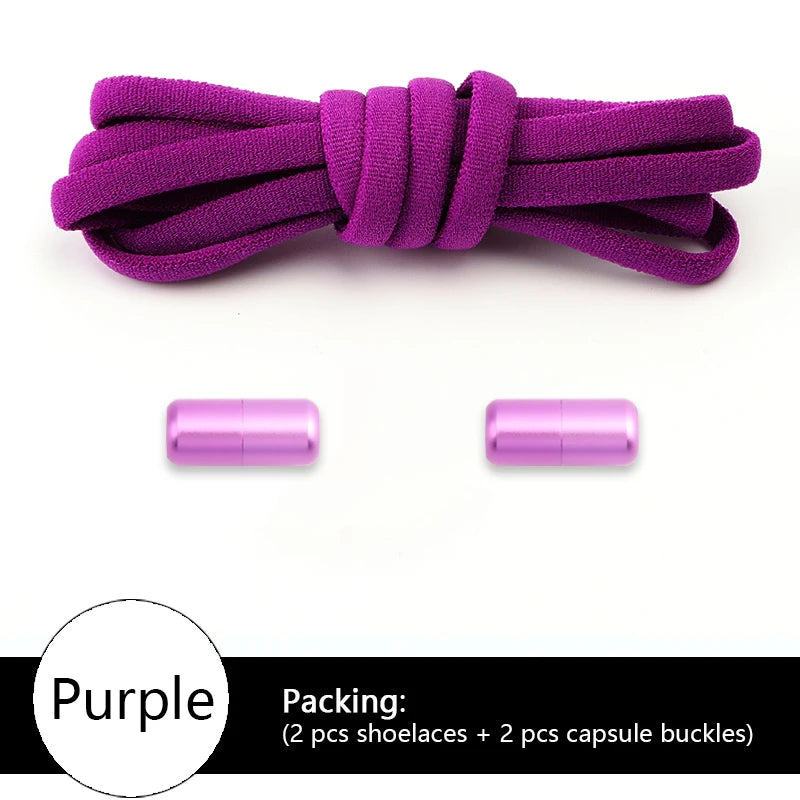 Elastic laces Sneakers Colorful Options No tie Shoelace for Sports Round Shoelaces without ties Adult Shoes Accessories