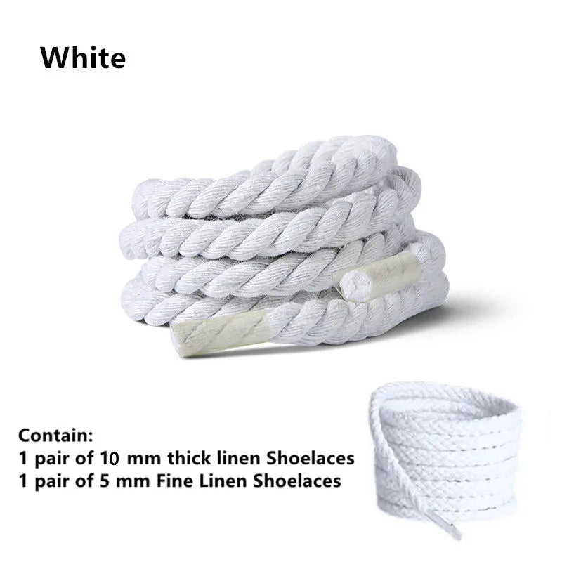 2 pair/set Vintage DIY Linen Cotton Weaving Style Bold Shoelaces Low-top Canvas Green Shoes laces Women Men Shoelaces Dropship