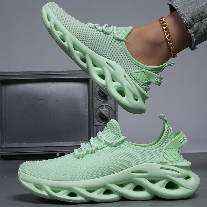 Men's sports shoes Solid color casual comfort mesh lace-up flat light vulcanized walking shoes boys running shoes