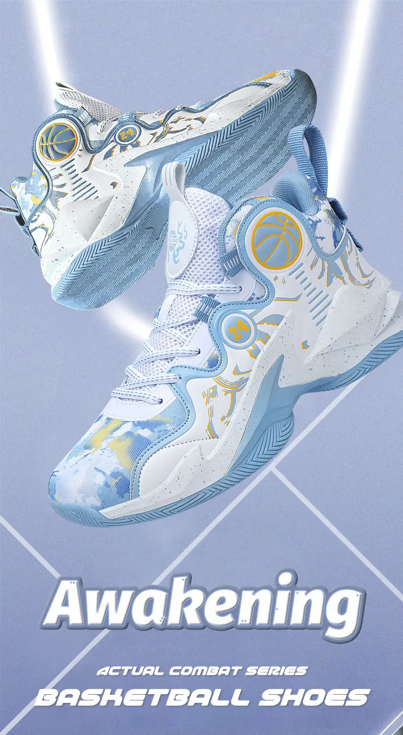 Men’s Basketball Shoes – Non-Slip, Breathable Outdoor Sneakers with Graffiti Design