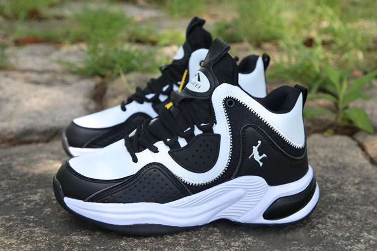 Men’s High-Top Basketball Shoes – Leather, Non-Slip, Cushioned Outdoor Sneakers