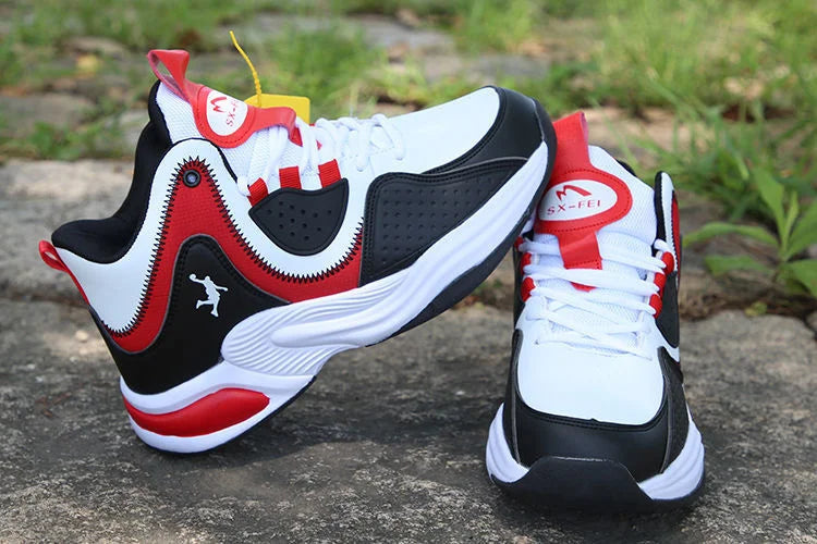 Men’s High-Top Basketball Shoes – Leather, Non-Slip, Cushioned Outdoor Sneakers